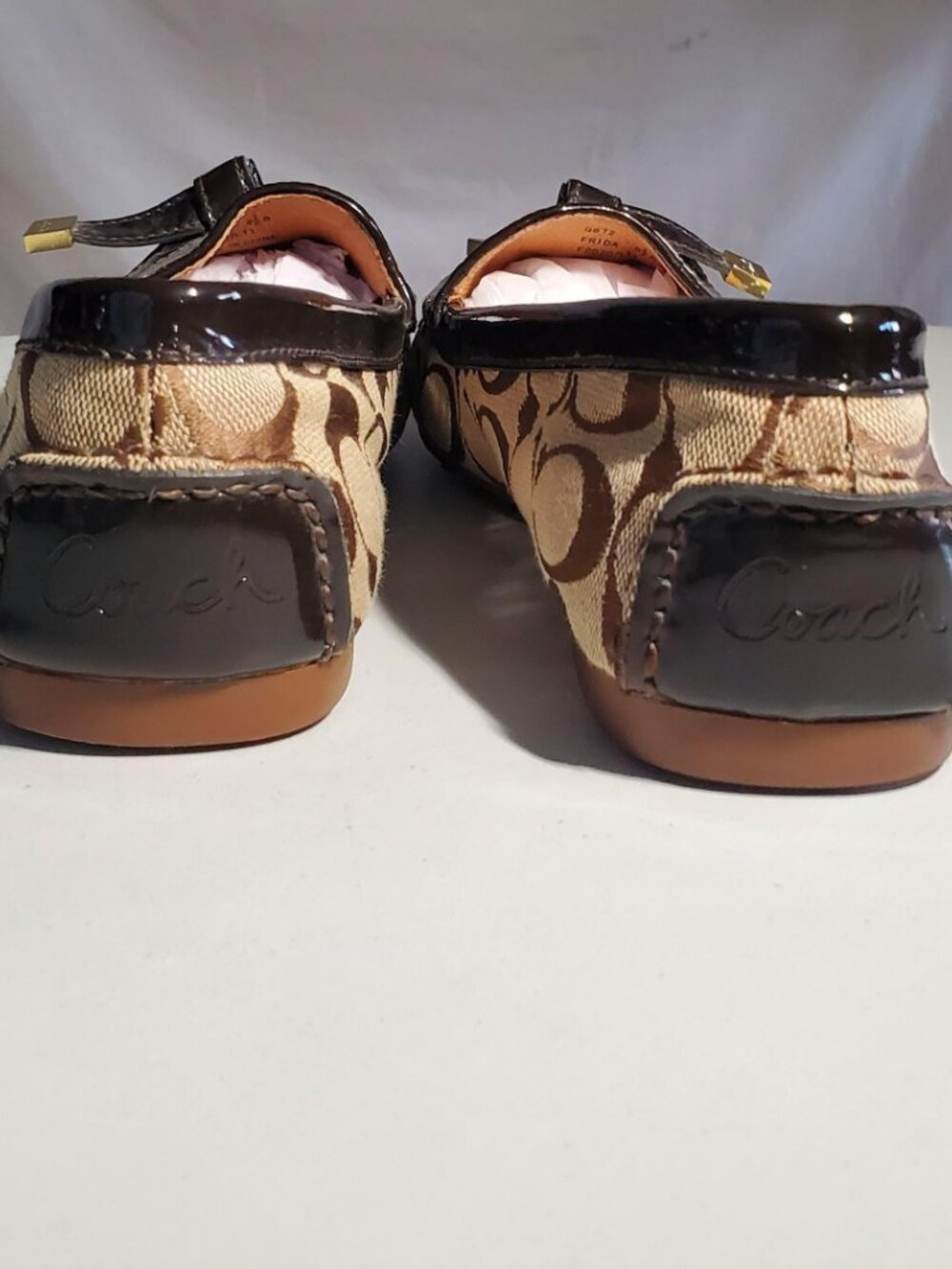 Coach FRIDA Slip on Loafers 8.5 Signature Monogram Logo Brown - shipping incl - Picture 4 of 16